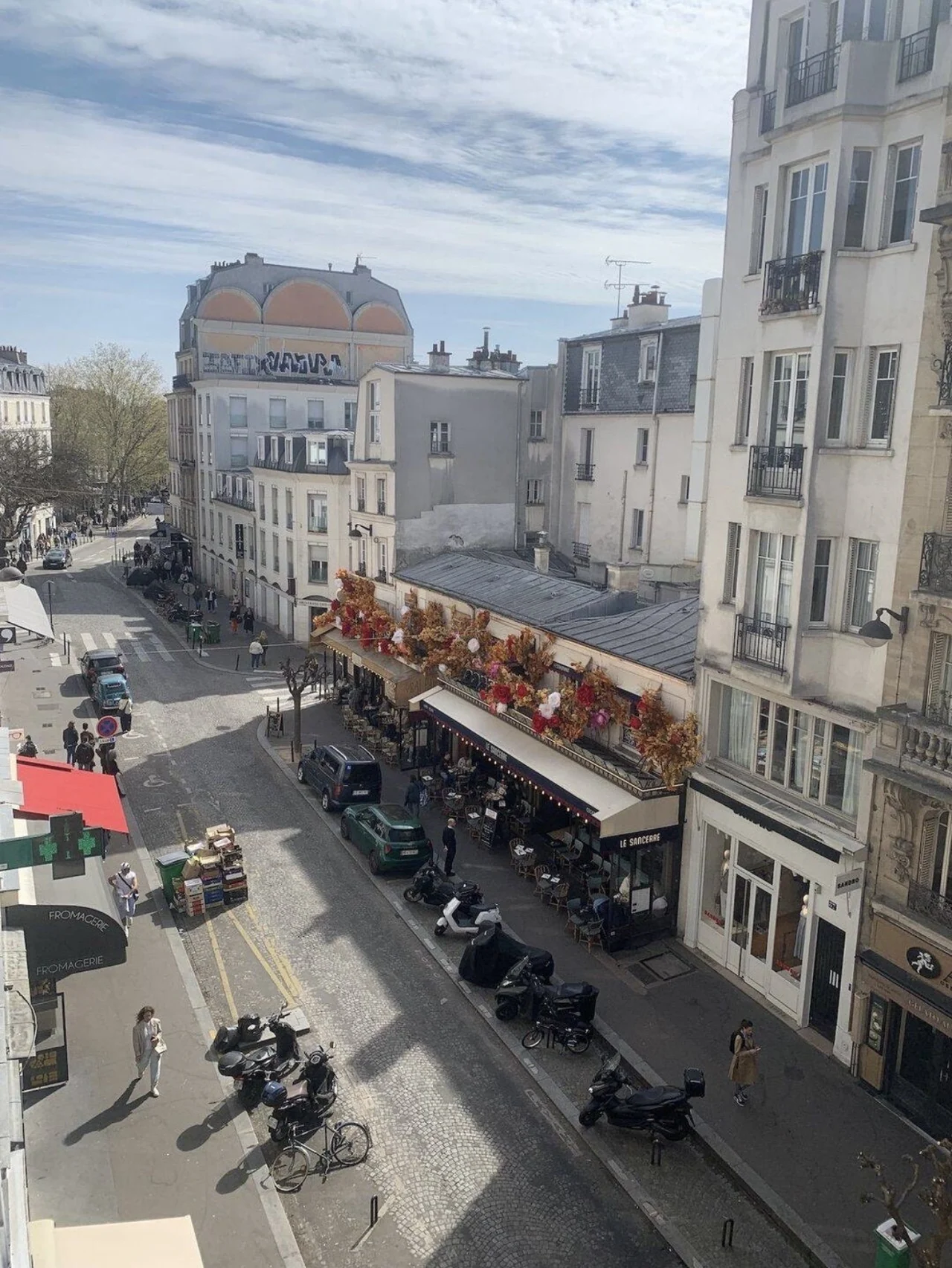 Rue des Abbesses, seen from the studio